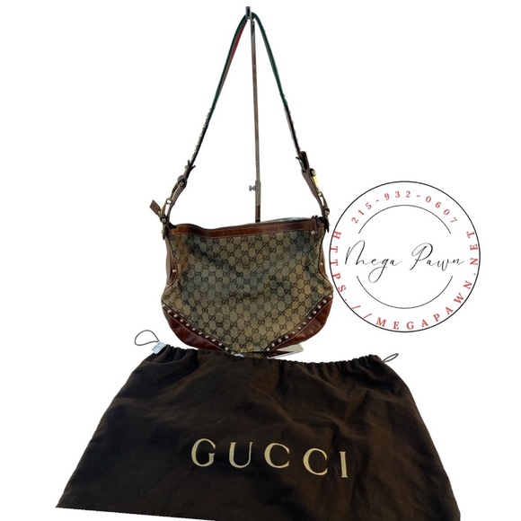 Gucci Pelham Web Hobo Studded GG Canvas Medium - Picture 2 of 12